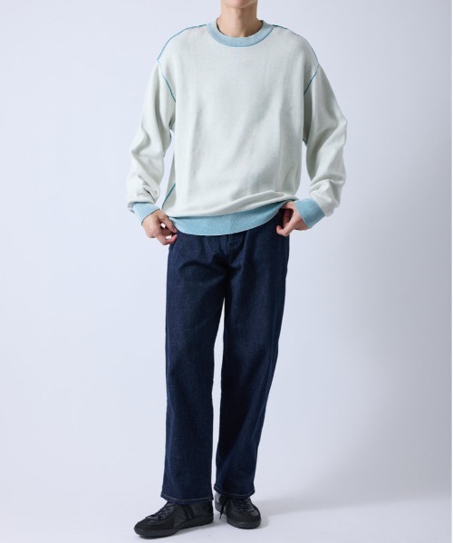 j.n.r.d(ジェー・エヌ・アール・ディー)の「カラーリンキングジャガードニット(Tシャツ/カットソー・メンズ・ベージュ/オフホワイト/ブルー・LL/M/L)」の6枚目の写真