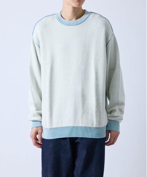 j.n.r.d(ジェー・エヌ・アール・ディー)の「カラーリンキングジャガードニット(Tシャツ/カットソー・メンズ・ベージュ/オフホワイト/ブルー・LL/M/L)」の4枚目の写真