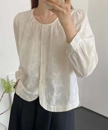 刺繍フロントカットシャツ