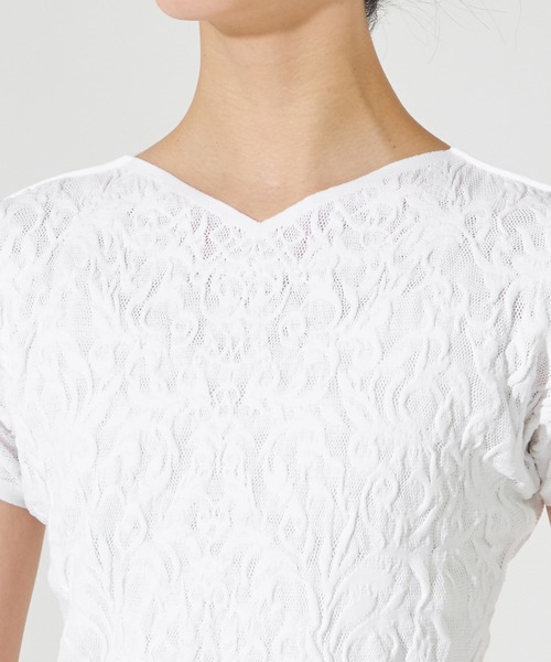 Chacott（チャコット）の「【ノーソーイングニット】ノーソーイングコンパクトTシャツ（ニット/セーター・レディース・ホワイト/グリーン/ブラック・M）」の7枚目の写真