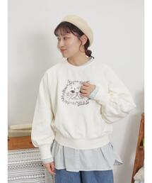 ネコプリント刺繍スウェット