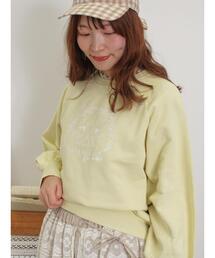 Samansa Mos2 | ネコプリント刺繍スウェット(Tシャツ/カットソー)