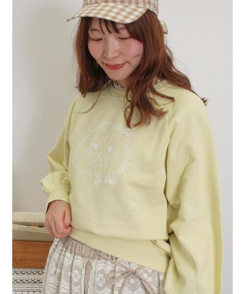 Samansa Mos2(サマンサ モスモス)の「ネコプリント刺繍スウェット(Tシャツ/カットソー・レディース・チャコールグレー/イエロー/オフホワイト/グレー・F)」の4枚目の写真