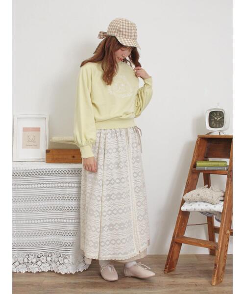 Samansa Mos2(サマンサ モスモス)の「ネコプリント刺繍スウェット(Tシャツ/カットソー・レディース・チャコールグレー/イエロー/オフホワイト/グレー・F)」の11枚目の写真