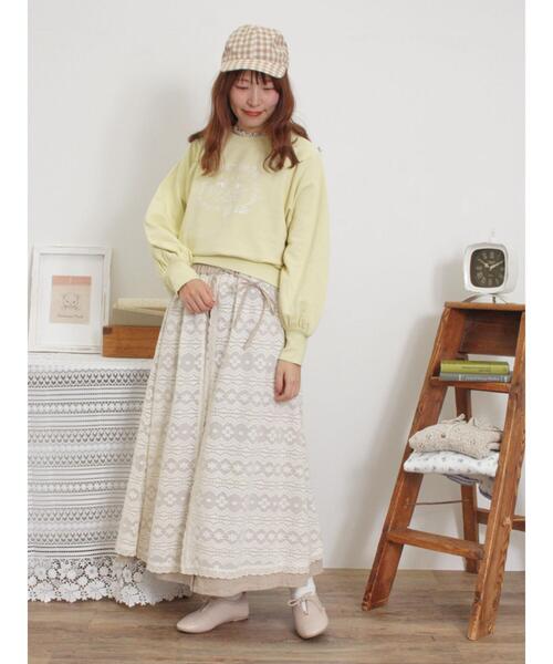 Samansa Mos2(サマンサ モスモス)の「ネコプリント刺繍スウェット(Tシャツ/カットソー・レディース・チャコールグレー/イエロー/オフホワイト/グレー・F)」の12枚目の写真