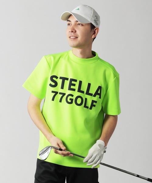セール】蛍光ｶﾗｰｺﾞﾙﾌﾓｯｸﾈｯｸ半袖T（Tシャツ/カットソー）｜stella77golf