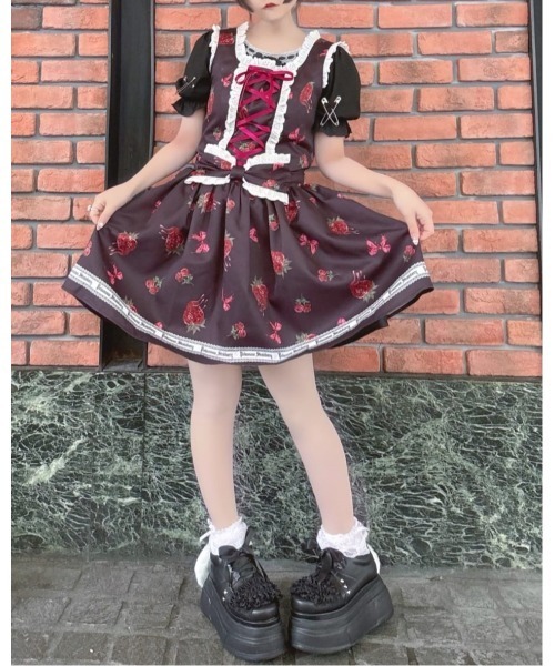 Jamie エーエヌケー（ジェイミーエーエヌケー）の「ゴシックメルトストロベリーJSK（ワンピース・レディース・ブルー/レッド・M）」の2枚目の写真