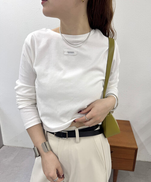 mystic(ミスティック)の「ロゴチビロングTシャツ(Tシャツ/カットソー・レディース・グレー/オフホワイト/ベージュ・FREE)」の4枚目の写真