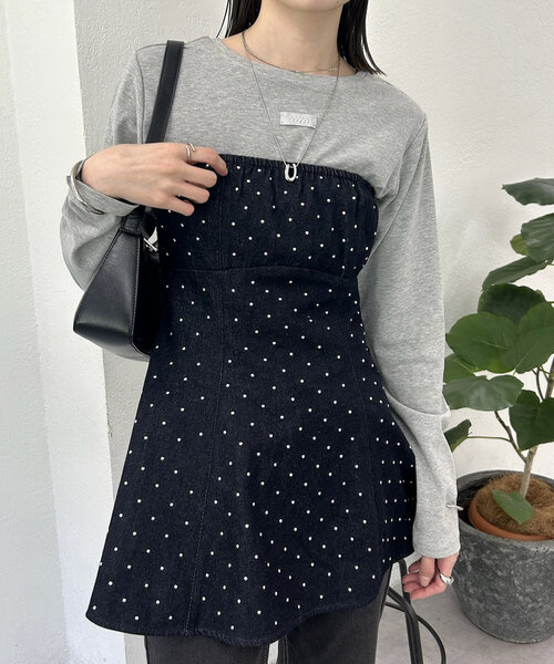 mystic(ミスティック)の「ロゴチビロングTシャツ(Tシャツ/カットソー・レディース・グレー/オフホワイト/ベージュ・FREE)」の12枚目の写真