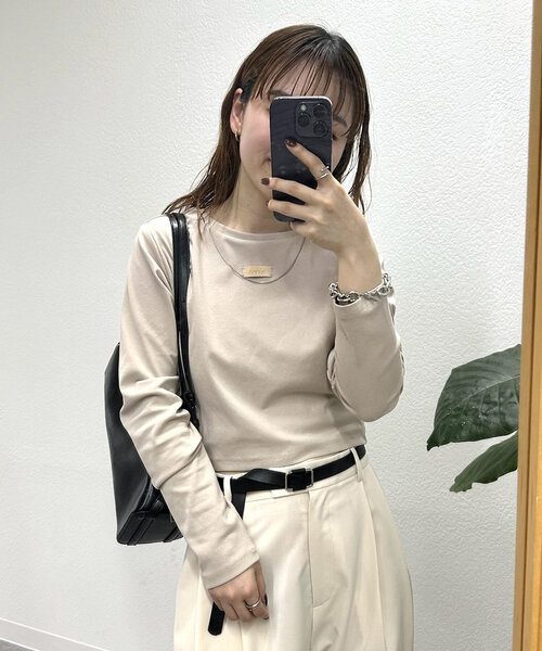 mystic(ミスティック)の「ロゴチビロングTシャツ(Tシャツ/カットソー・レディース・グレー/オフホワイト/ベージュ・FREE)」の20枚目の写真