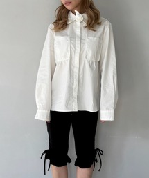 【SANSeLF】 ローズモチーフシャツ ビッグカラー ミニマルユース sanw25s049