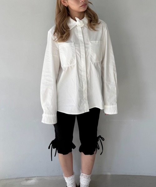 SANSeLF（サンセルフ）の「【SANSeLF】 ローズモチーフシャツ ビッグカラー ミニマルユース sanw25s049（シャツ/ブラウス・レディース・ホワイト・FREE）」の10枚目の写真
