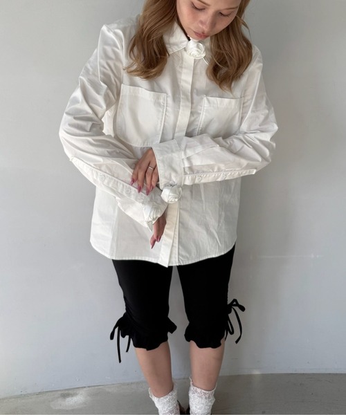 SANSeLF（サンセルフ）の「【SANSeLF】 ローズモチーフシャツ ビッグカラー ミニマルユース sanw25s049（シャツ/ブラウス・レディース・ホワイト・FREE）」の3枚目の写真