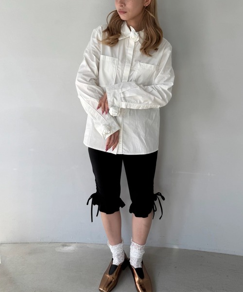 SANSeLF（サンセルフ）の「【SANSeLF】 ローズモチーフシャツ ビッグカラー ミニマルユース sanw25s049（シャツ/ブラウス・レディース・ホワイト・FREE）」の11枚目の写真