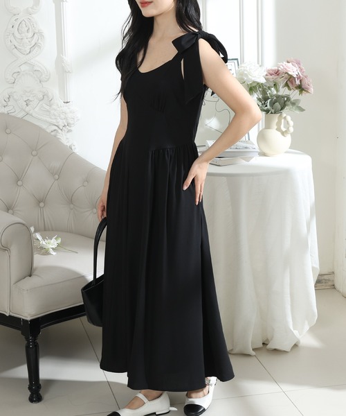 Lace Ladies(レースレディース)の「肩リボン Vネック キャミソール ギャザー ワンピース(ワンピース・レディース・ベージュ/ブラック/グレー・FREE/S)」の10枚目の写真