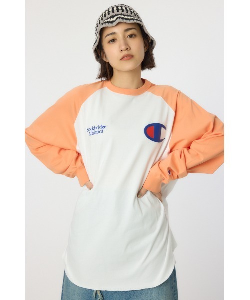 RODEO CROWNS WIDE BOWL(ロデオクラウンズワイドボウル)の「【Champion】ラグランTシャツ(Tシャツ/カットソー・レディース・ライム/オレンジ/ブラック・FREE)」の1枚目の写真