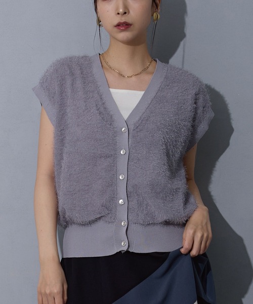 NICOLE white(ニコルホワイト)の「シアージャガードドッキングカーディガン(カーディガン/ボレロ・レディース・ブラック/オフホワイト/グレー・FREE)」の3枚目の写真