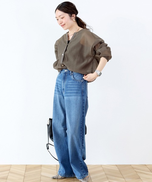 Aletta vita(アレッタビータ)の「【立体フリルで後ろ姿が美しい】ドットボタンバックフリルシアーブラウス(シャツ/ブラウス・レディース・スミクロ/ライトベージュ/ダークブラウン・FREE/フリ-)」の21枚目の写真