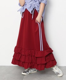 フリルティアードジャージロングスカート