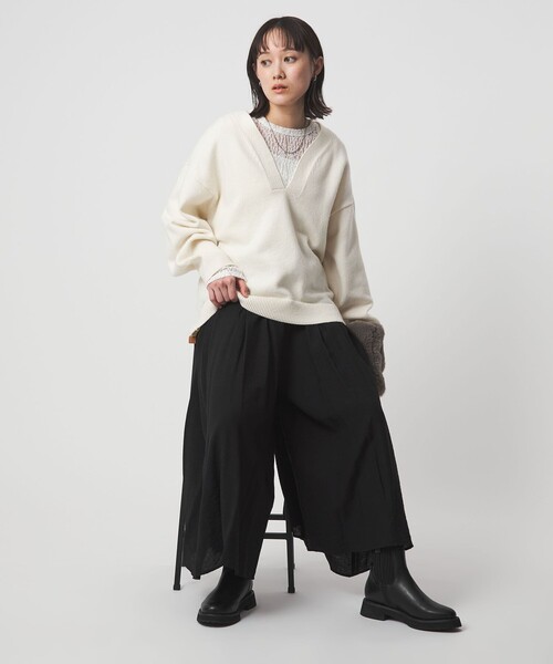 green label relaxing（グリーンレーベルリラクシング）の「【WEB限定】＜at ease＞ キュロット パンツ（その他パンツ・レディース・オフホワイト/ブラック/ブラウン/ダークグレー・FREE）」の21枚目の写真