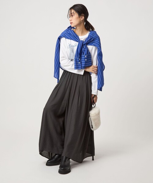 green label relaxing（グリーンレーベルリラクシング）の「【WEB限定】＜at ease＞ キュロット パンツ（その他パンツ・レディース・オフホワイト/ブラック/ブラウン/ダークグレー・FREE）」の5枚目の写真