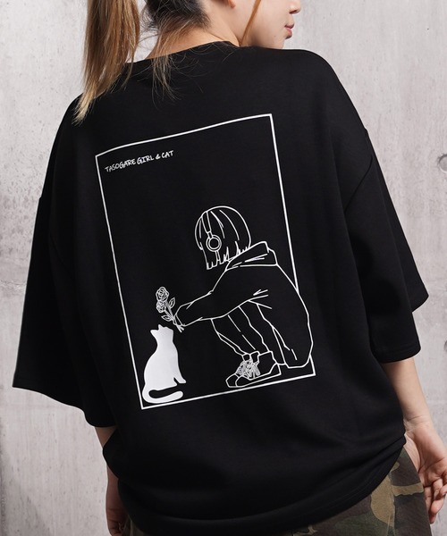 セール】ガール＆クロネコ ポンチTシャツ / Girl & Kuroneko