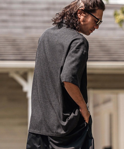 mhs2367- Jacquard Line Tape Open Collar Shirts オープンカラー