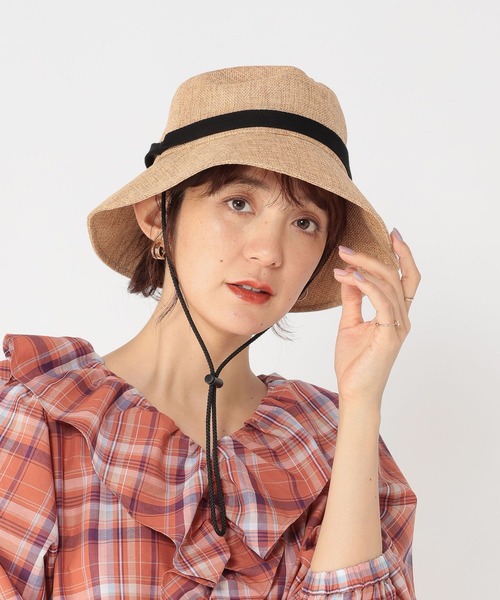 studio CLIP（スタディオクリップ）の「【抗菌防臭】洗える紐付き日除けハット（ハット・レディース・ブラック/ライトグレー/ナチュラル・FREE）」の3枚目の写真