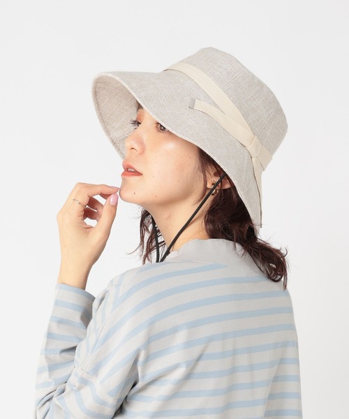 studio CLIP（スタディオクリップ）の「【抗菌防臭】洗える紐付き日除けハット（ハット・レディース・ブラック/ライトグレー/ナチュラル・FREE）」の5枚目の写真