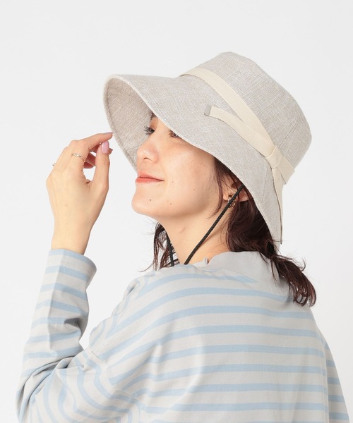 studio CLIP（スタディオクリップ）の「【抗菌防臭】洗える紐付き日除けハット（ハット・レディース・ブラック/ライトグレー/ナチュラル・FREE）」の6枚目の写真