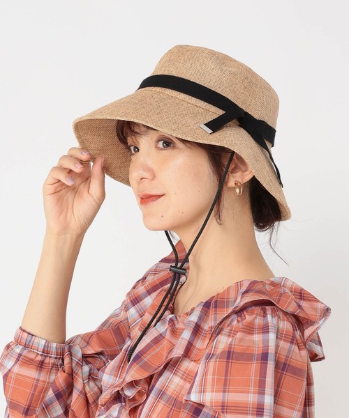 studio CLIP（スタディオクリップ）の「【抗菌防臭】洗える紐付き日除けハット（ハット・レディース・ブラック/ライトグレー/ナチュラル・FREE）」の9枚目の写真