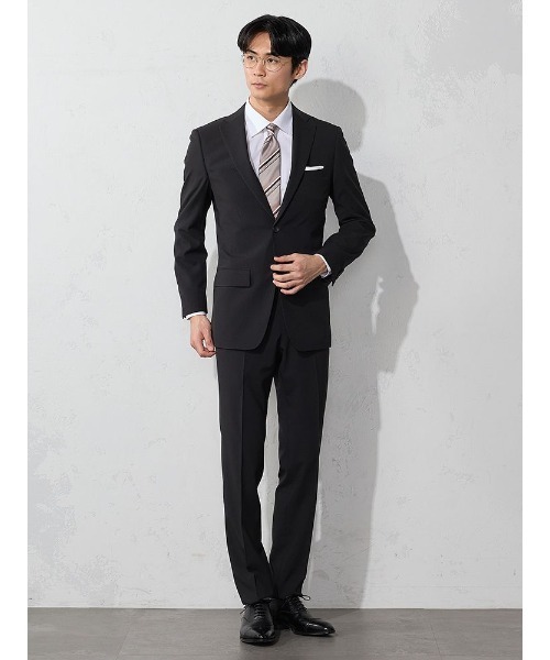 Perfect Suit FActory(パーフェクトスーツファクトリー)の「【上下洗える/2パンツ/高通気】WEB限定スーツ ツーパンツ 4WAYストレッチ ストライプ ブラック(スーツセット・メンズ・ブラック・A6/AB5/AB6/A5/A4/AB7/Y6/BB5/BB6/BB7/BB4/BB8/A7/AB4/A8/AB8/Y4/Y5/Y7)」の1枚目の写真