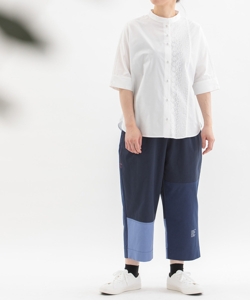 nop de nod（ノップドゥノッド）の「Cloche miscボトルネック5分袖ブラウス（シャツ/ブラウス・レディース・ブラック/オフホワイト/ブルー・M）」の20枚目の写真