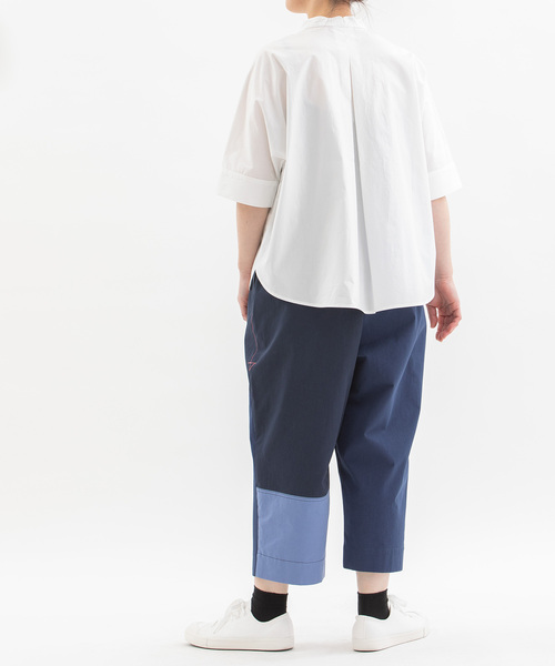 nop de nod（ノップドゥノッド）の「Cloche miscボトルネック5分袖ブラウス（シャツ/ブラウス・レディース・ブラック/オフホワイト/ブルー・M）」の19枚目の写真