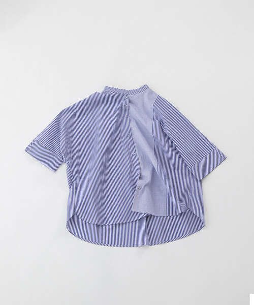 nop de nod（ノップドゥノッド）の「Cloche miscボトルネック5分袖ブラウス（シャツ/ブラウス・レディース・ブラック/オフホワイト/ブルー・M）」の6枚目の写真