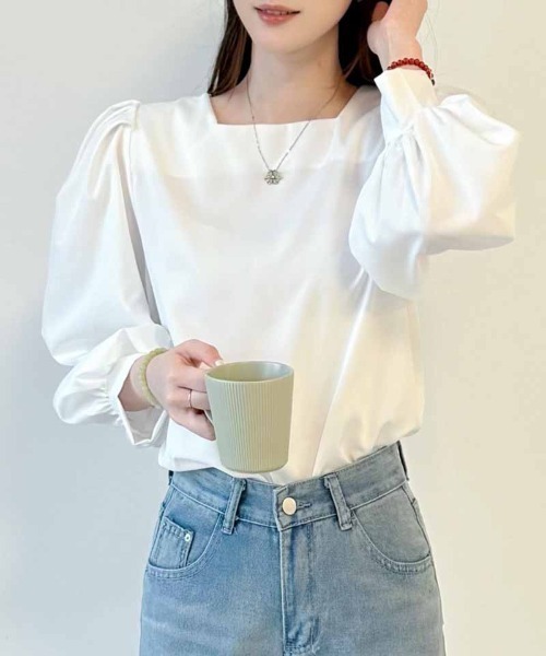 shoppinggo(ショッピングゴー)の「ブラウス レディース オフィスカジュアル(シャツ/ブラウス・レディース・ホワイト/ブルー・M/L)」の3枚目の写真