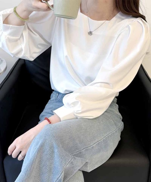 shoppinggo(ショッピングゴー)の「ブラウス レディース オフィスカジュアル(シャツ/ブラウス・レディース・ホワイト/ブルー・M/L)」の9枚目の写真