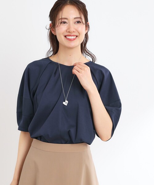 Reflect（リフレクト）の「【マシンウォッシュ可】キレイめラグランスリーブジャージ（Tシャツ/カットソー・レディース・オフホワイト/レッド系1/ネイビー/ライトグリーン/キャメル・09/11/05/07/17/15 /13）」の4枚目の写真