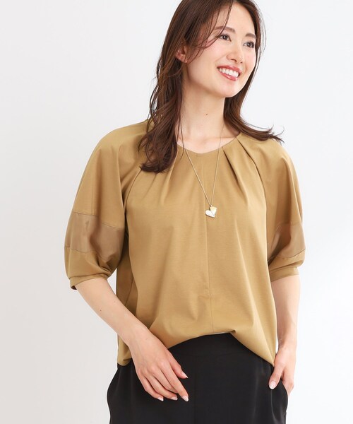 Reflect（リフレクト）の「【マシンウォッシュ可】キレイめラグランスリーブジャージ（Tシャツ/カットソー・レディース・オフホワイト/レッド系1/ネイビー/ライトグリーン/キャメル・09/11/05/07/17/15 /13）」の7枚目の写真