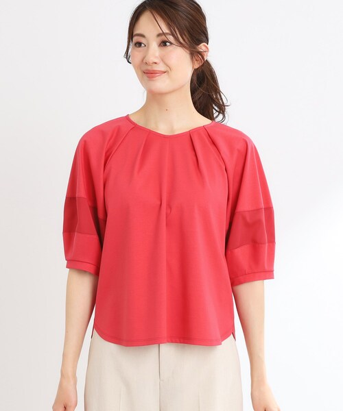 Reflect（リフレクト）の「【マシンウォッシュ可】キレイめラグランスリーブジャージ（Tシャツ/カットソー・レディース・オフホワイト/レッド系1/ネイビー/ライトグリーン/キャメル・09/11/05/07/17/15 /13）」の11枚目の写真