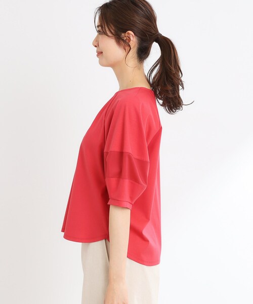 Reflect（リフレクト）の「【マシンウォッシュ可】キレイめラグランスリーブジャージ（Tシャツ/カットソー・レディース・オフホワイト/レッド系1/ネイビー/ライトグリーン/キャメル・09/11/05/07/17/15 /13）」の12枚目の写真