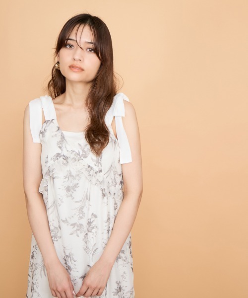QUEENSE COURTお花柄ワンピース クイーンズコート QUEENS COURT 花柄パイピングワンピース