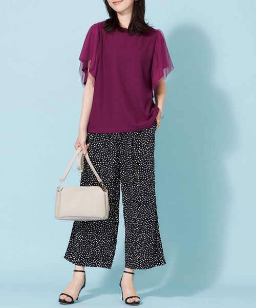 BELLUNA PLUS(ベルーナ)の「チュール使いフリル袖プルオーバー(Tシャツ/カットソー・レディース・ブラック/サックスブルー/フューシャピンク・X-LARGE/LARGE/MEDIUM)」の18枚目の写真