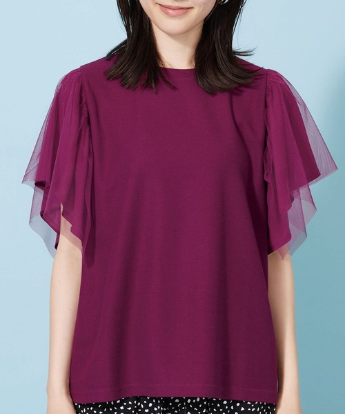 BELLUNA PLUS(ベルーナ)の「チュール使いフリル袖プルオーバー(Tシャツ/カットソー・レディース・ブラック/サックスブルー/フューシャピンク・X-LARGE/LARGE/MEDIUM)」の20枚目の写真
