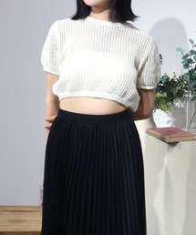 JilLA（ジルア）の「Short Mesh Knit / ショート丈メッシュニット（Tシャツ/カットソー）」