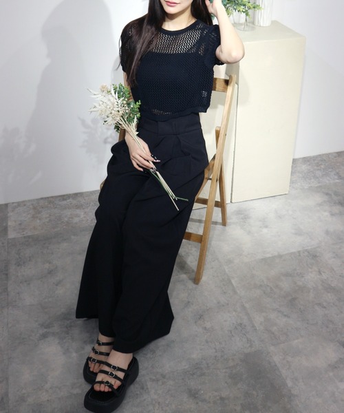JilLA(ジルア)の「Short Mesh Knit / ショート丈メッシュニット(Tシャツ/カットソー・レディース・ホワイト/ブラック・FREE)」の8枚目の写真