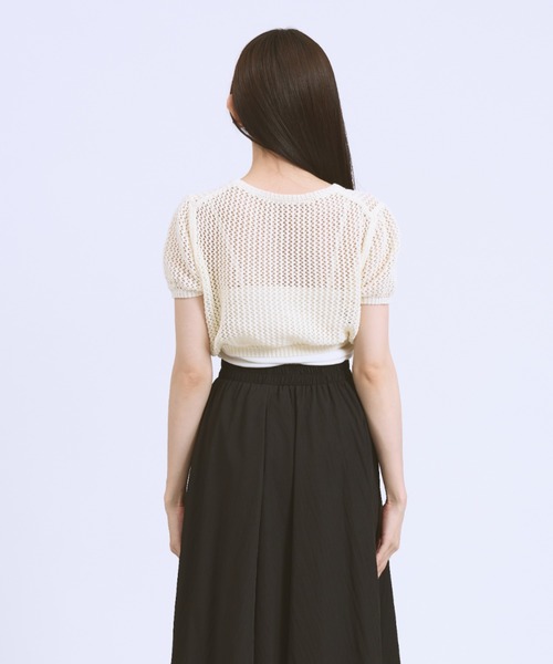 JilLA(ジルア)の「Short Mesh Knit / ショート丈メッシュニット(Tシャツ/カットソー・レディース・ホワイト/ブラック・FREE)」の14枚目の写真