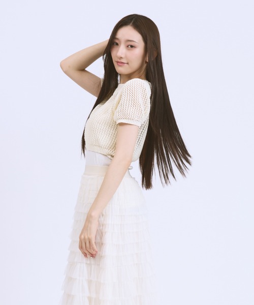 JilLA(ジルア)の「Short Mesh Knit / ショート丈メッシュニット(Tシャツ/カットソー・レディース・ホワイト/ブラック・FREE)」の19枚目の写真