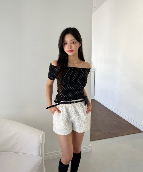 by muni:r(バイ ムニール)の「レースバンディングショートパンツ/2025 SS COLLECTION(その他パンツ・レディース・ホワイト/ブラック・FREE)」の3枚目の写真