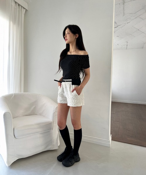 by muni:r(バイ ムニール)の「レースバンディングショートパンツ/2025 SS COLLECTION(その他パンツ・レディース・ホワイト/ブラック・FREE)」の5枚目の写真